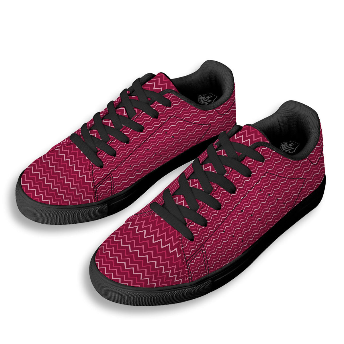 Zigzag Magenta Pink Print Pattern Black Low Top Sneakers-grizzshop