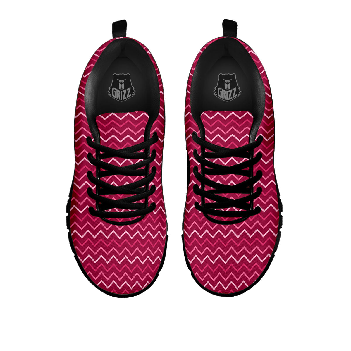 Zigzag Magenta Pink Print Pattern Black Sneaker-grizzshop