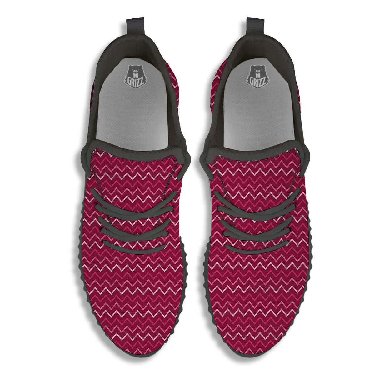 Zigzag Magenta Pink Print Pattern Black Walking Shoes-grizzshop