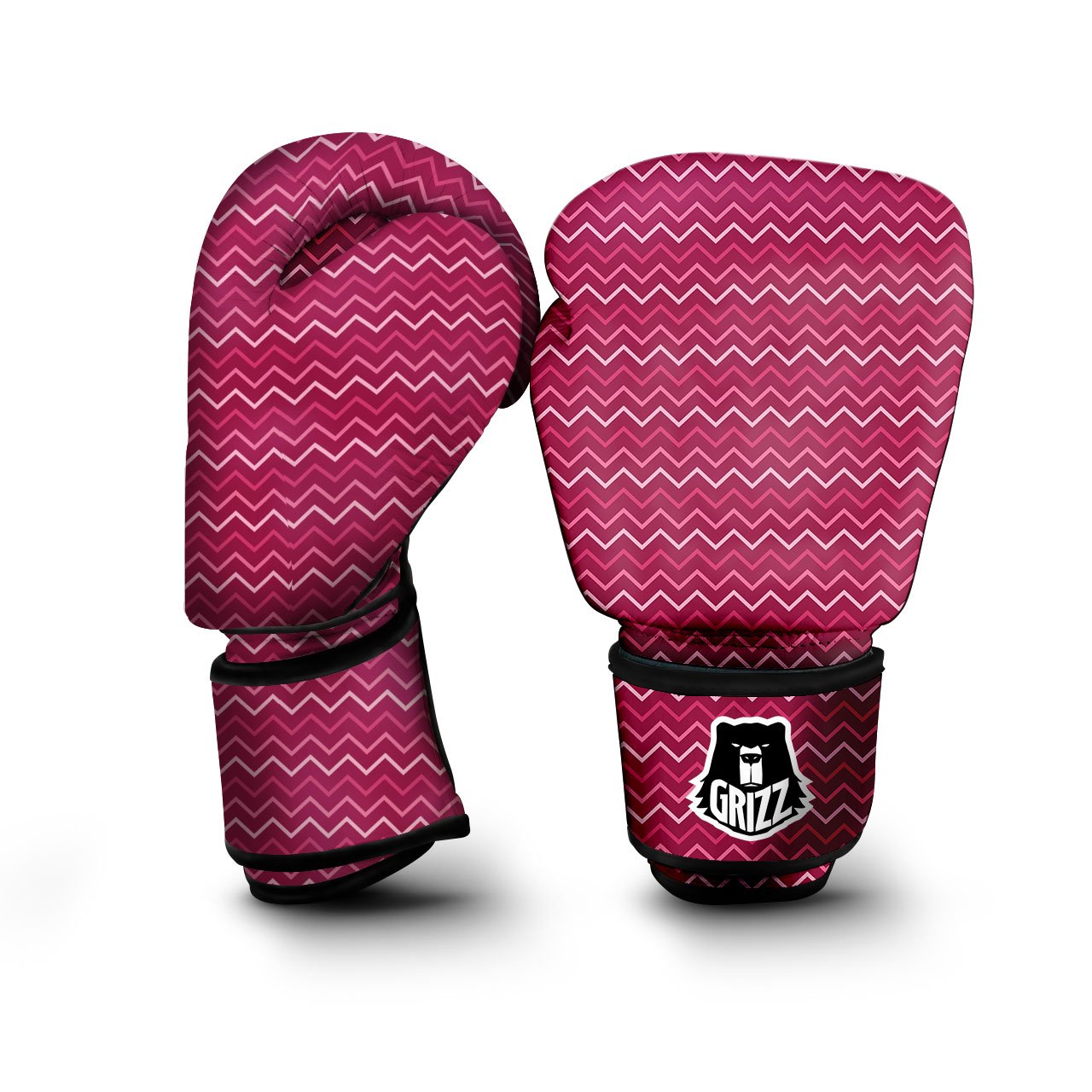 Zigzag Magenta Pink Print Pattern Boxing Gloves-grizzshop