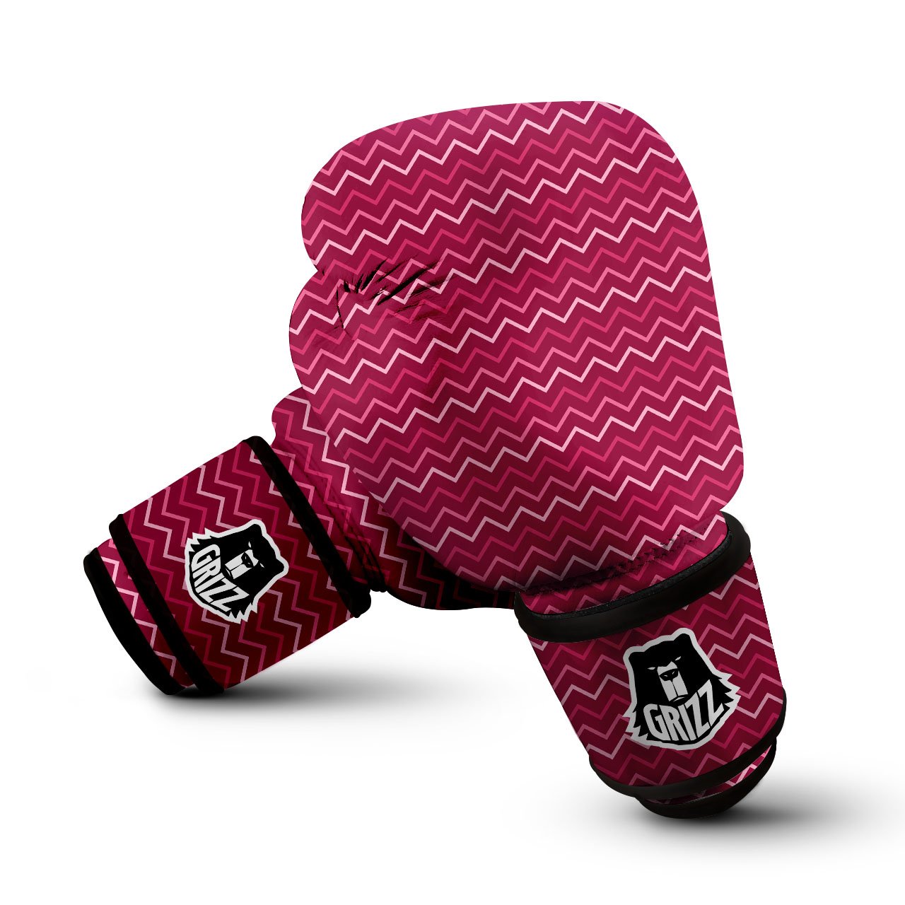 Zigzag Magenta Pink Print Pattern Boxing Gloves-grizzshop