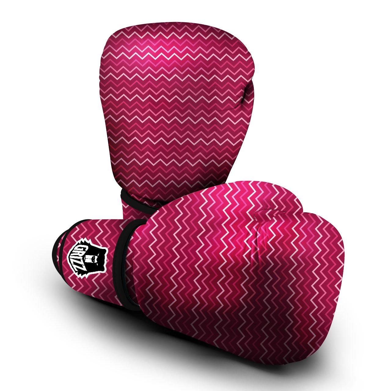 Zigzag Magenta Pink Print Pattern Boxing Gloves-grizzshop