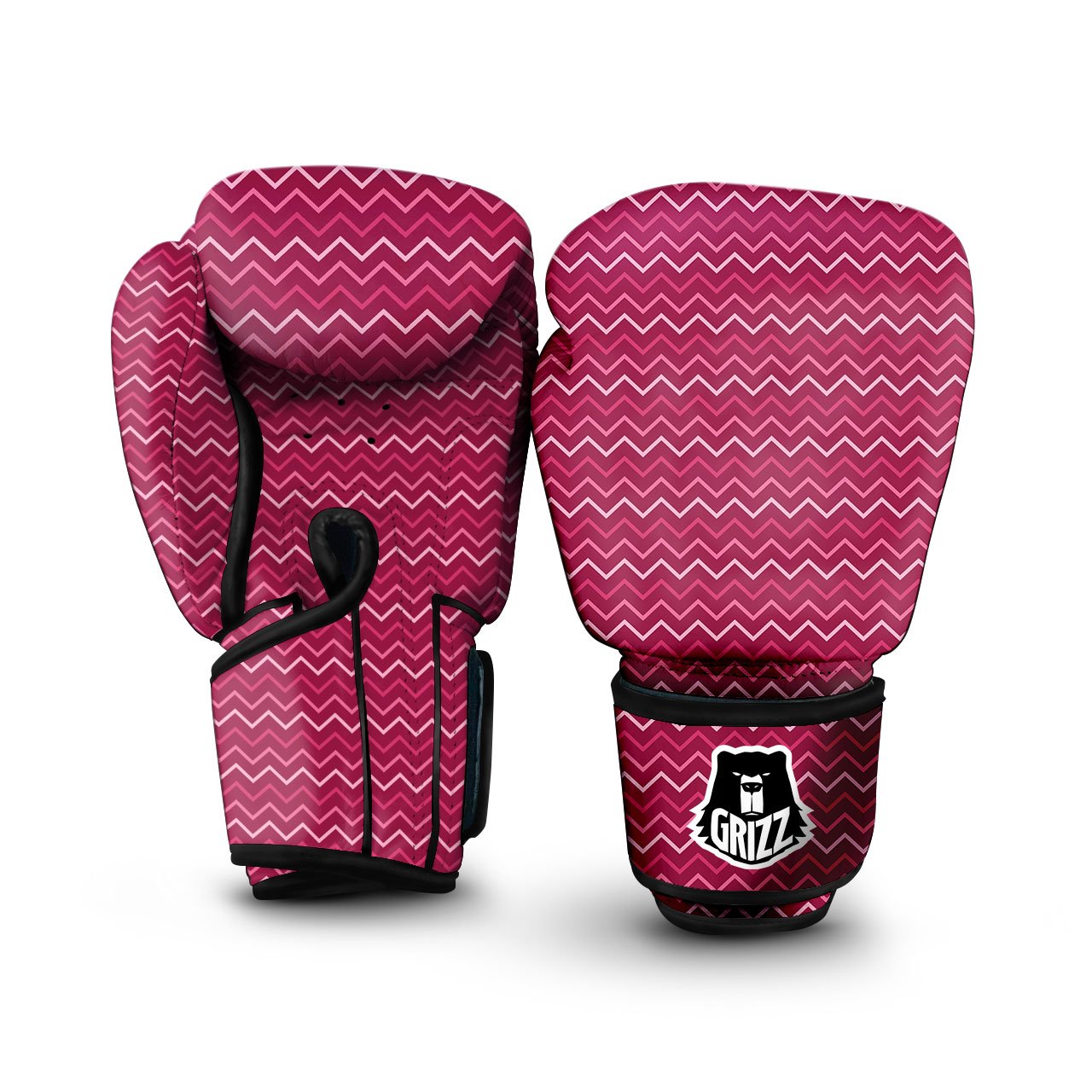 Zigzag Magenta Pink Print Pattern Boxing Gloves-grizzshop