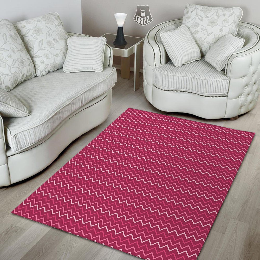 Zigzag Magenta Pink Print Pattern Floor Mat-grizzshop