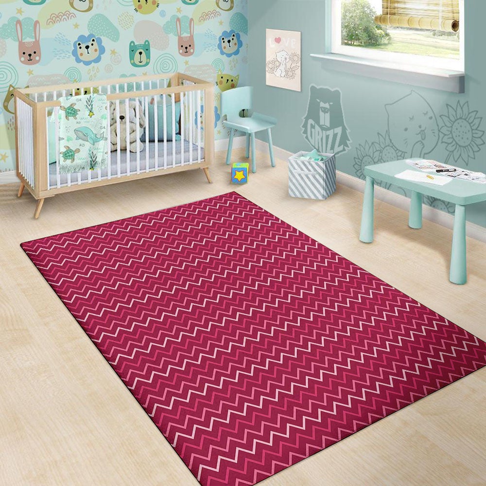 Zigzag Magenta Pink Print Pattern Floor Mat-grizzshop