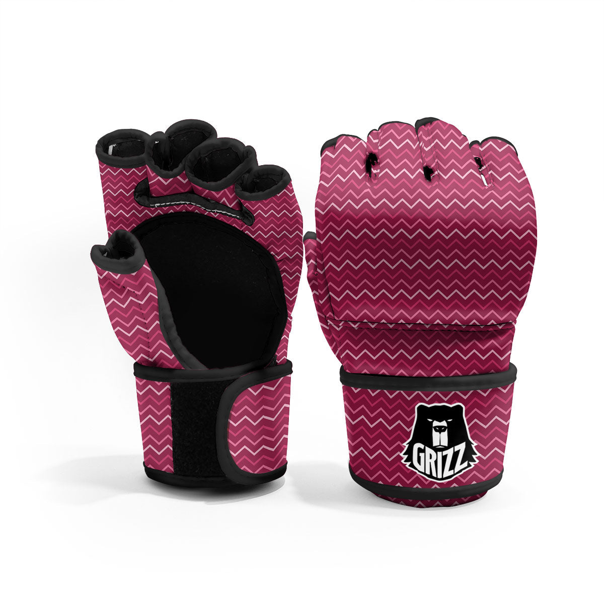 Zigzag Magenta Pink Print Pattern MMA Gloves-grizzshop