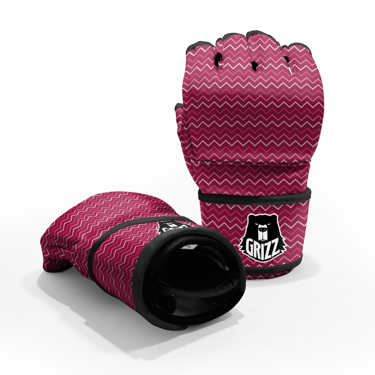 Zigzag Magenta Pink Print Pattern MMA Gloves-grizzshop