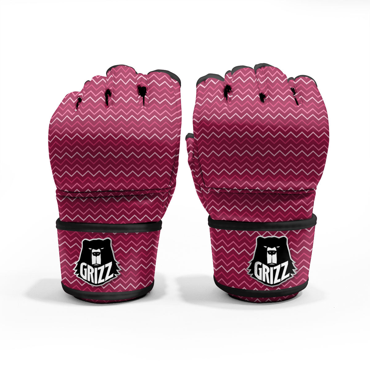 Zigzag Magenta Pink Print Pattern MMA Gloves-grizzshop