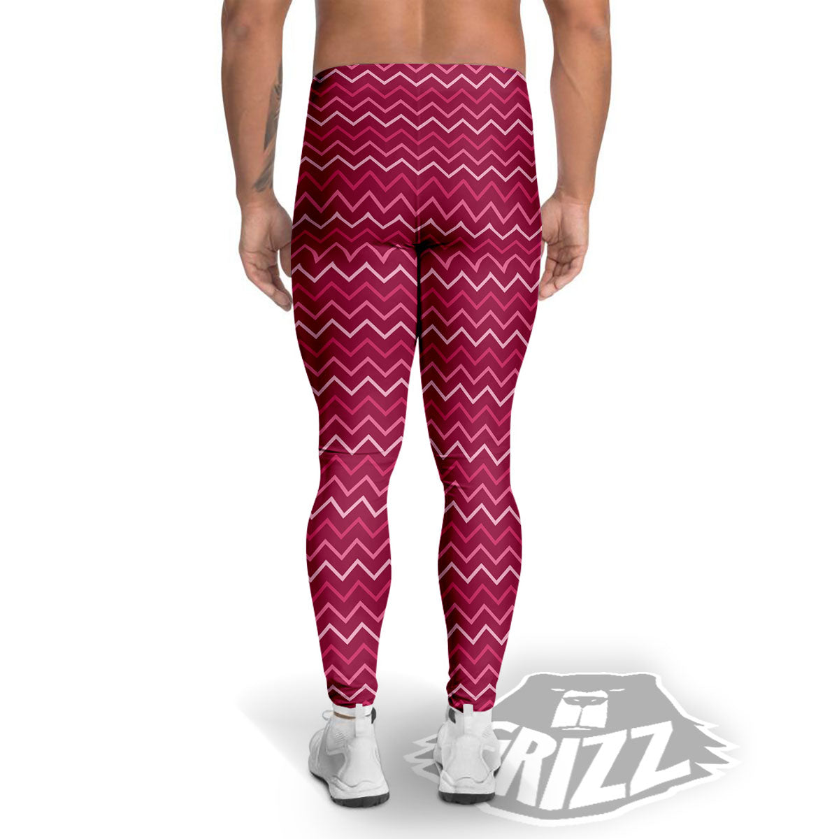 Zigzag Magenta Pink Print Pattern Men's Leggings-grizzshop