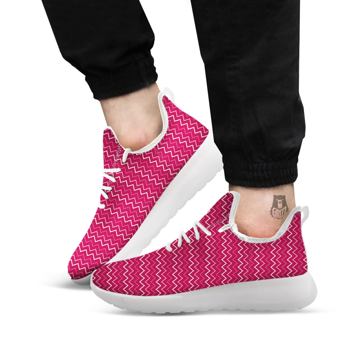 Zigzag Magenta Pink Print Pattern White Athletic Shoes-grizzshop