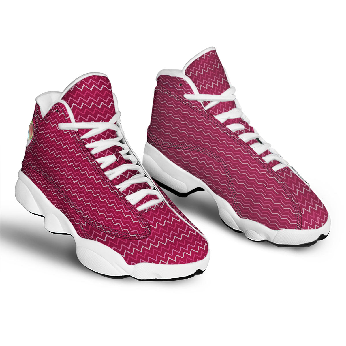 Zigzag Magenta Pink Print Pattern White Basketball Shoes-grizzshop