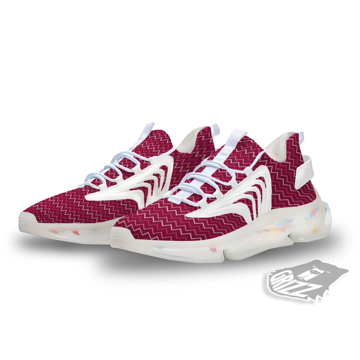 Zigzag Magenta Pink Print Pattern White Gym Shoes-grizzshop