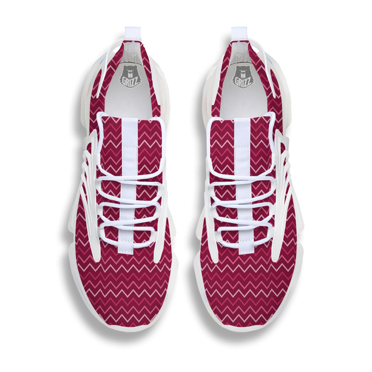 Zigzag Magenta Pink Print Pattern White Gym Shoes-grizzshop