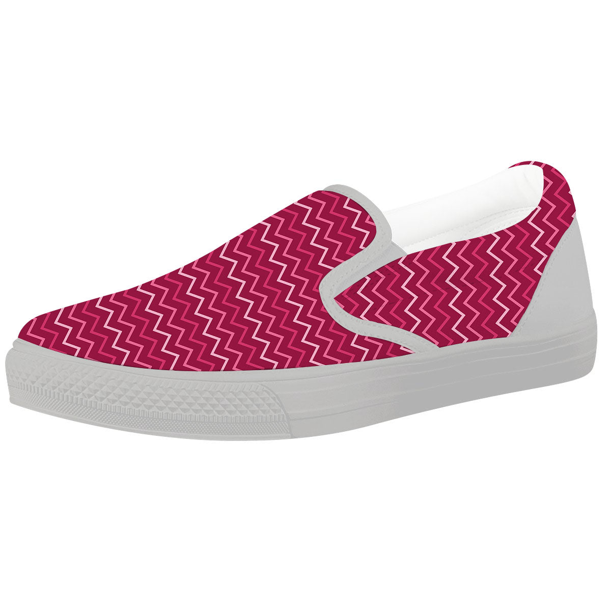 Zigzag Magenta Pink Print Pattern White Slip On Shoes-grizzshop
