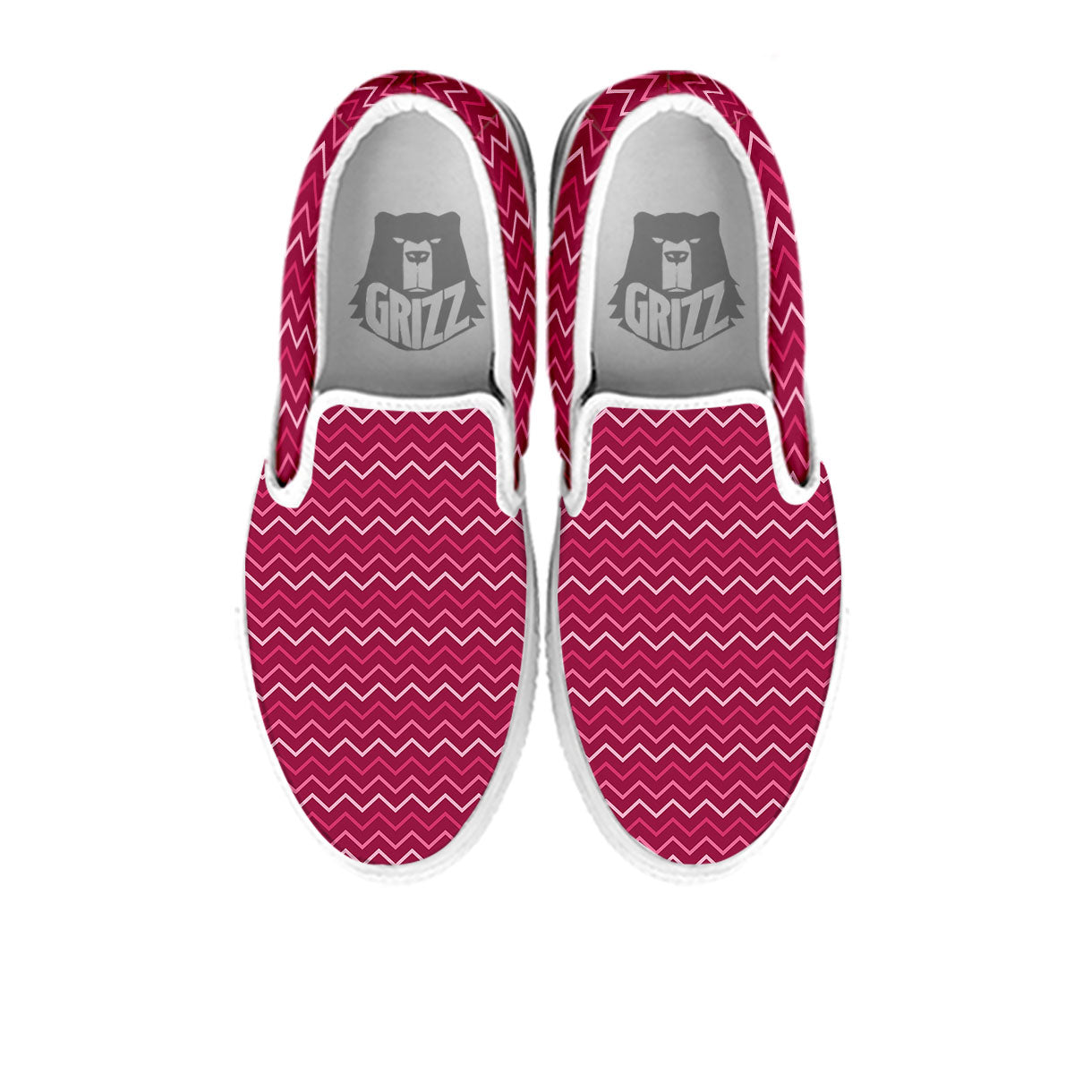 Zigzag Magenta Pink Print Pattern White Slip On Shoes-grizzshop