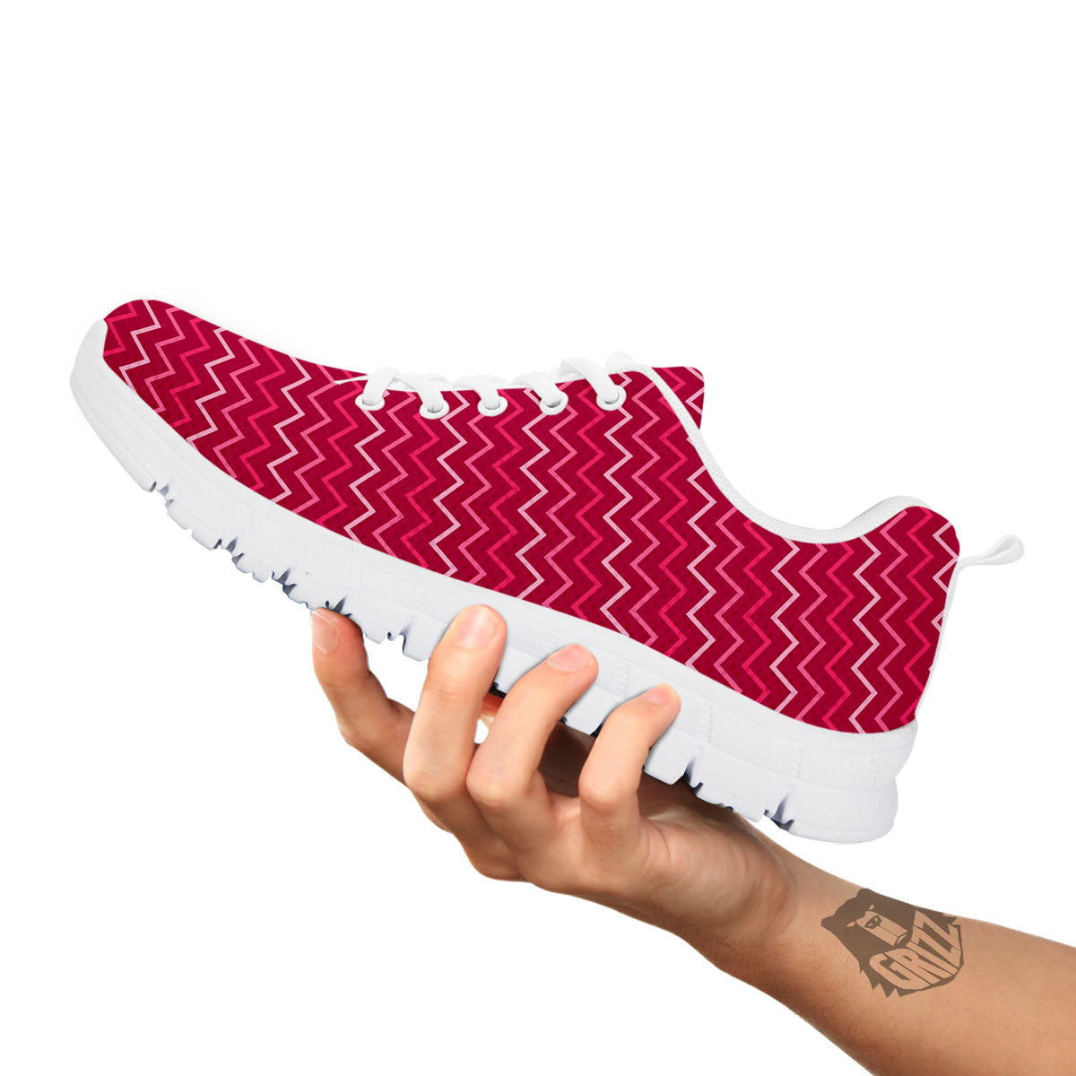 Zigzag Magenta Pink Print Pattern White Sneaker-grizzshop