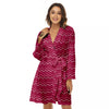 Zigzag Magenta Pink Print Pattern Women's Robe-grizzshop