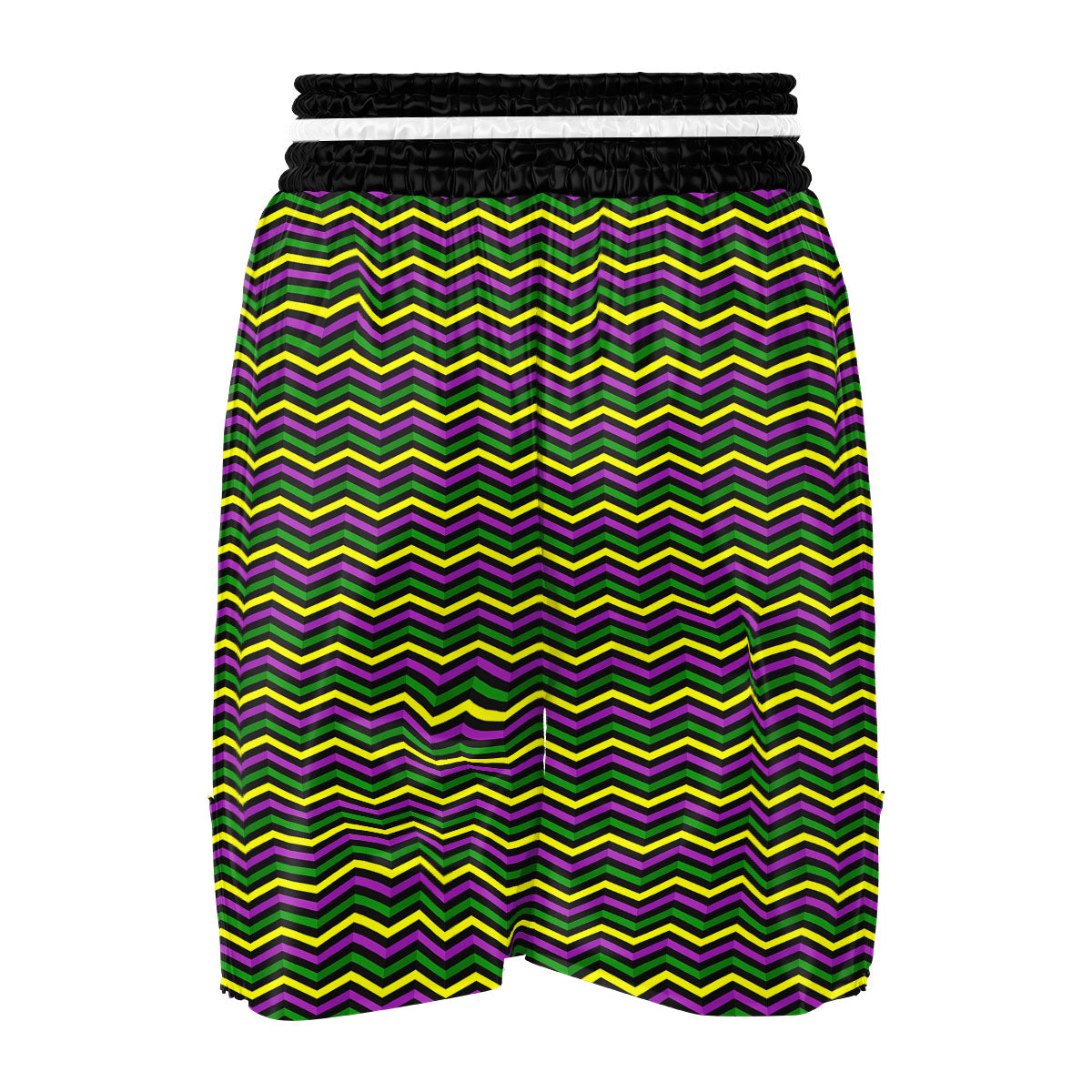 Zigzag Mardi Gras Print Pattern Boxing Shorts-grizzshop