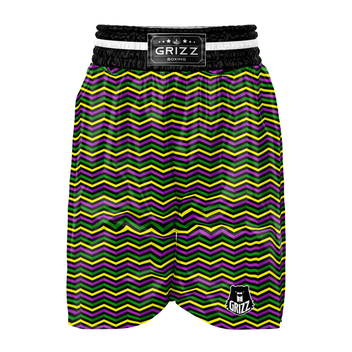Zigzag Mardi Gras Print Pattern Boxing Shorts-grizzshop