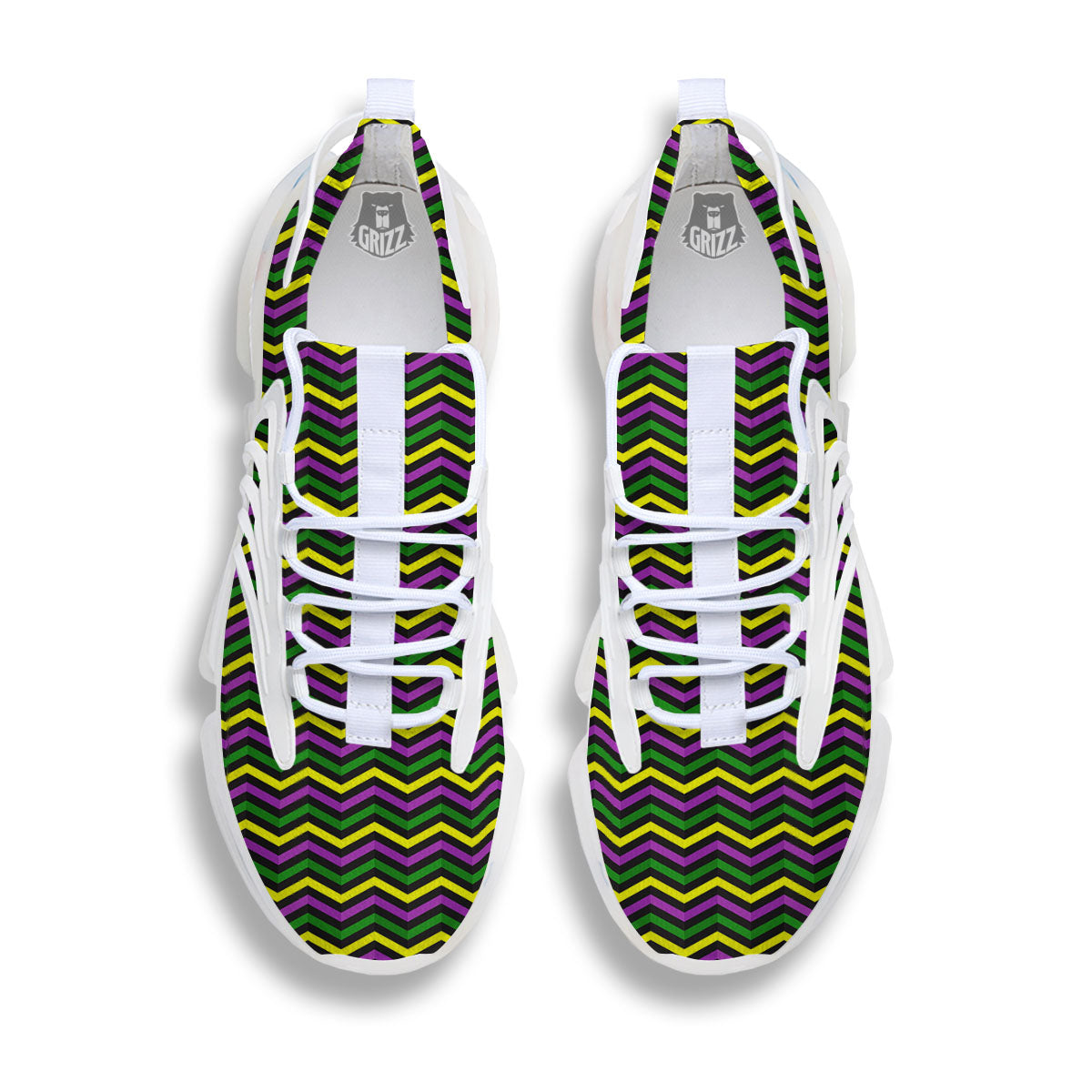 Zigzag Mardi Gras Print Pattern White Gym Shoes-grizzshop