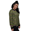 Zigzag Mardi Gras Print Pattern Women's Bomber Jacket-grizzshop