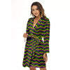 Zigzag Mardi Gras Print Pattern Women's Robe-grizzshop