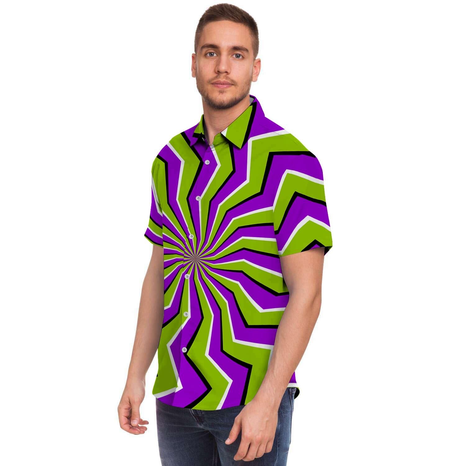 Zigzag Optical illusion Men's Short Sleeve Shirt-grizzshop