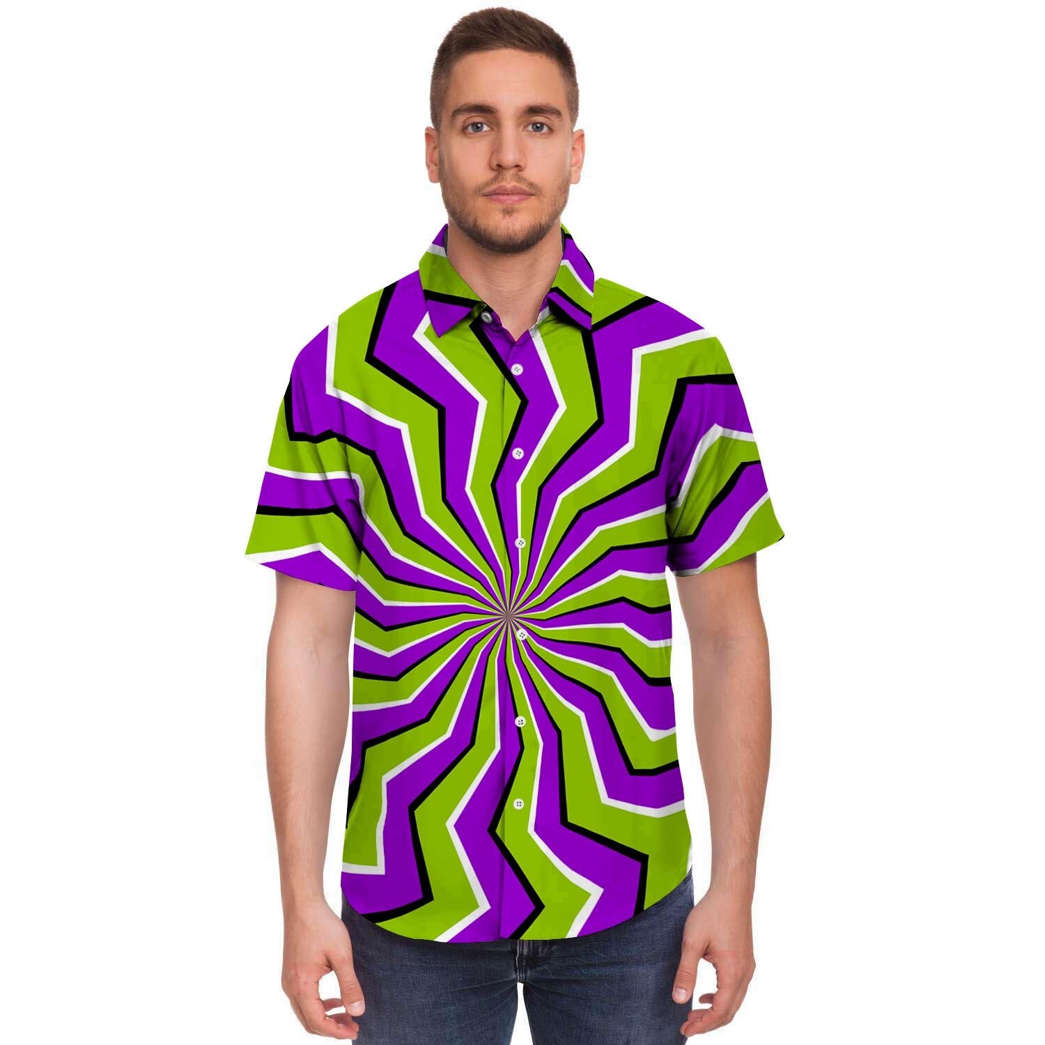 Zigzag Optical illusion Men's Short Sleeve Shirt-grizzshop