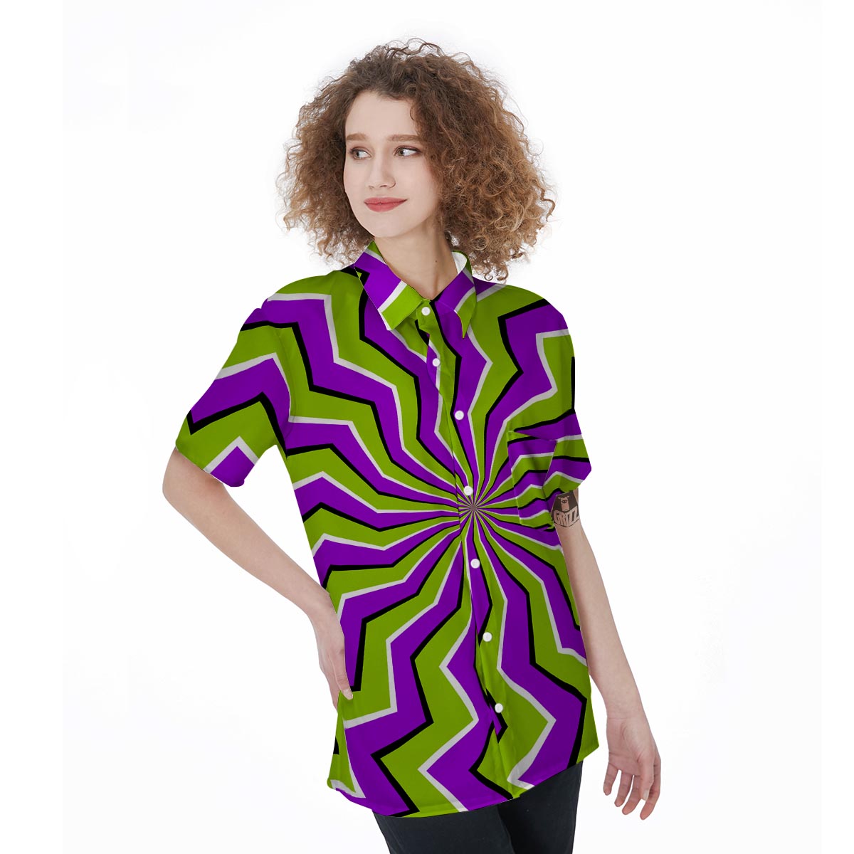 Zigzag Optical illusion Women's Short Sleeve Shirts-grizzshop