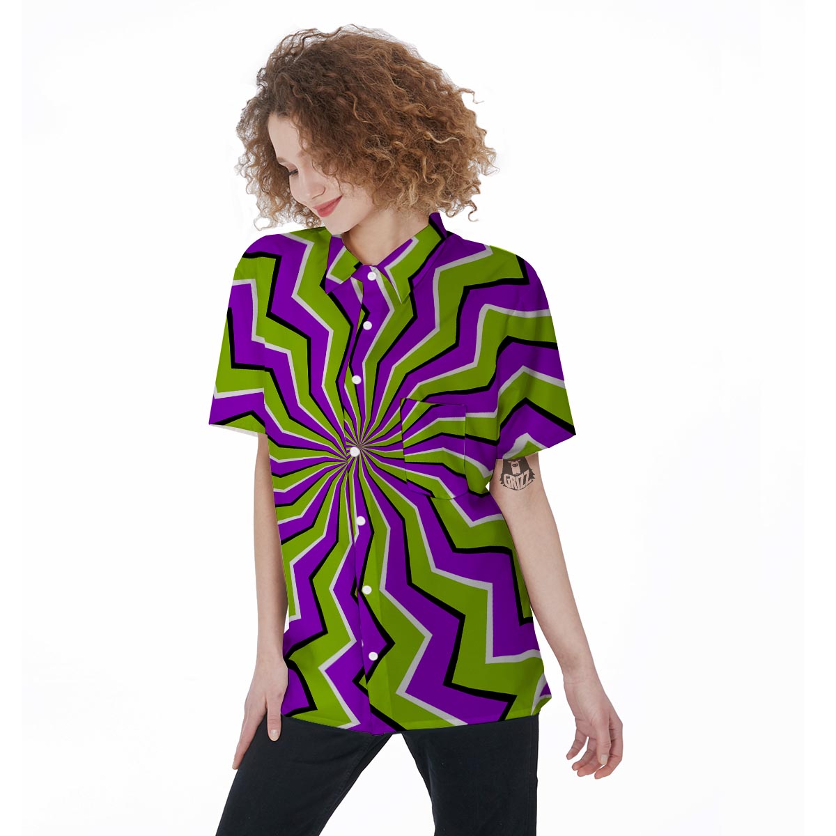 Zigzag Optical illusion Women's Short Sleeve Shirts-grizzshop