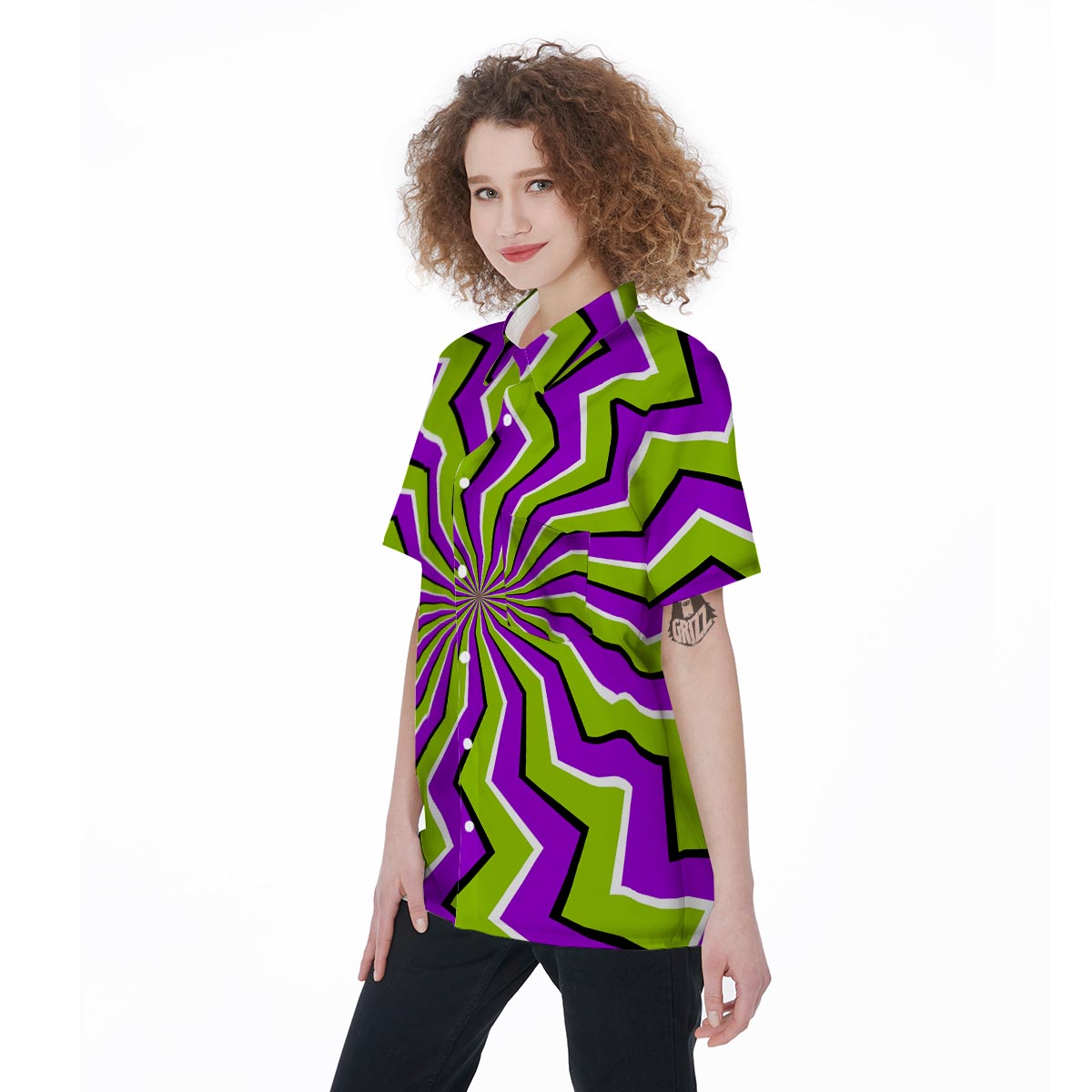 Zigzag Optical illusion Women's Short Sleeve Shirts-grizzshop