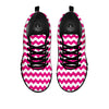 Zigzag Pink And White Print Pattern Black Sneaker-grizzshop