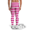 Zigzag Pink And White Print Pattern Men's Leggings-grizzshop