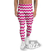 Zigzag Pink And White Print Pattern Men's Leggings-grizzshop