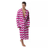 Zigzag Pink And White Print Pattern Men's Robe-grizzshop