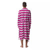 Zigzag Pink And White Print Pattern Men's Robe-grizzshop