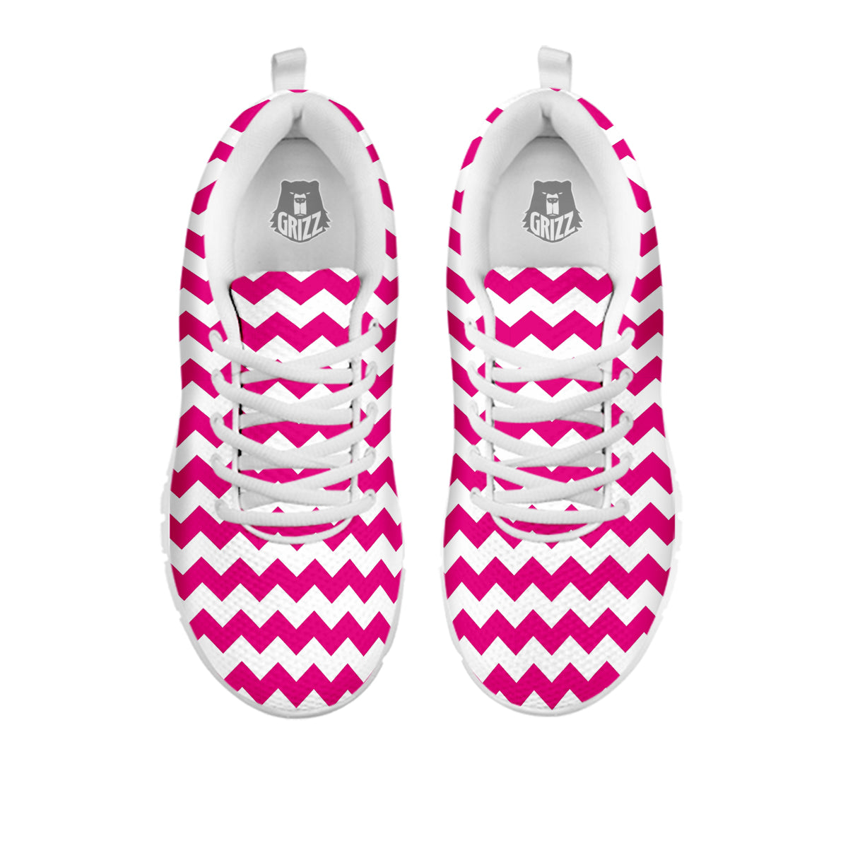 Zigzag Pink And White Print Pattern White Sneaker-grizzshop