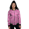 Zigzag Pink And White Print Pattern Women's Bomber Jacket-grizzshop