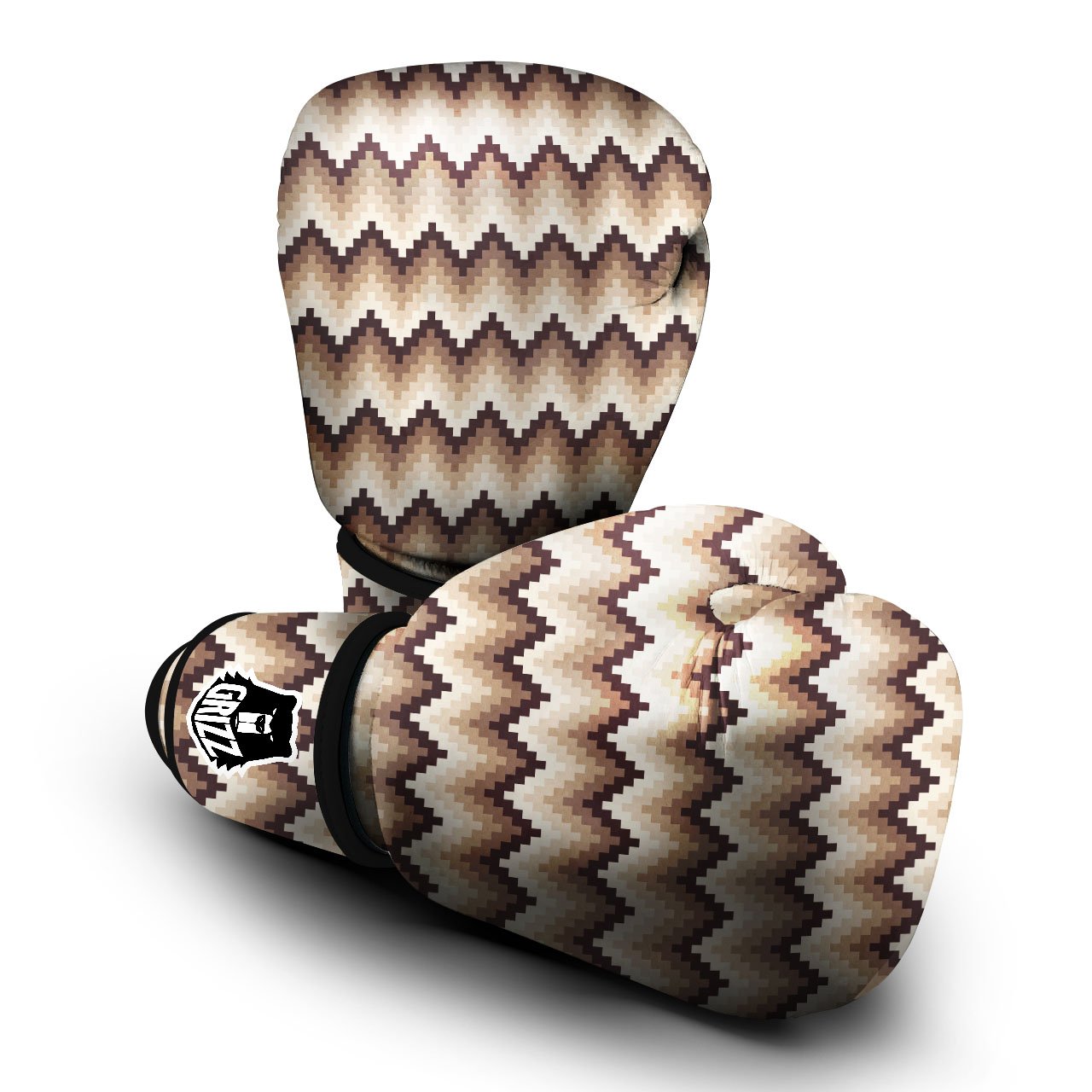 Zigzag Pixel Print Pattern Boxing Gloves-grizzshop