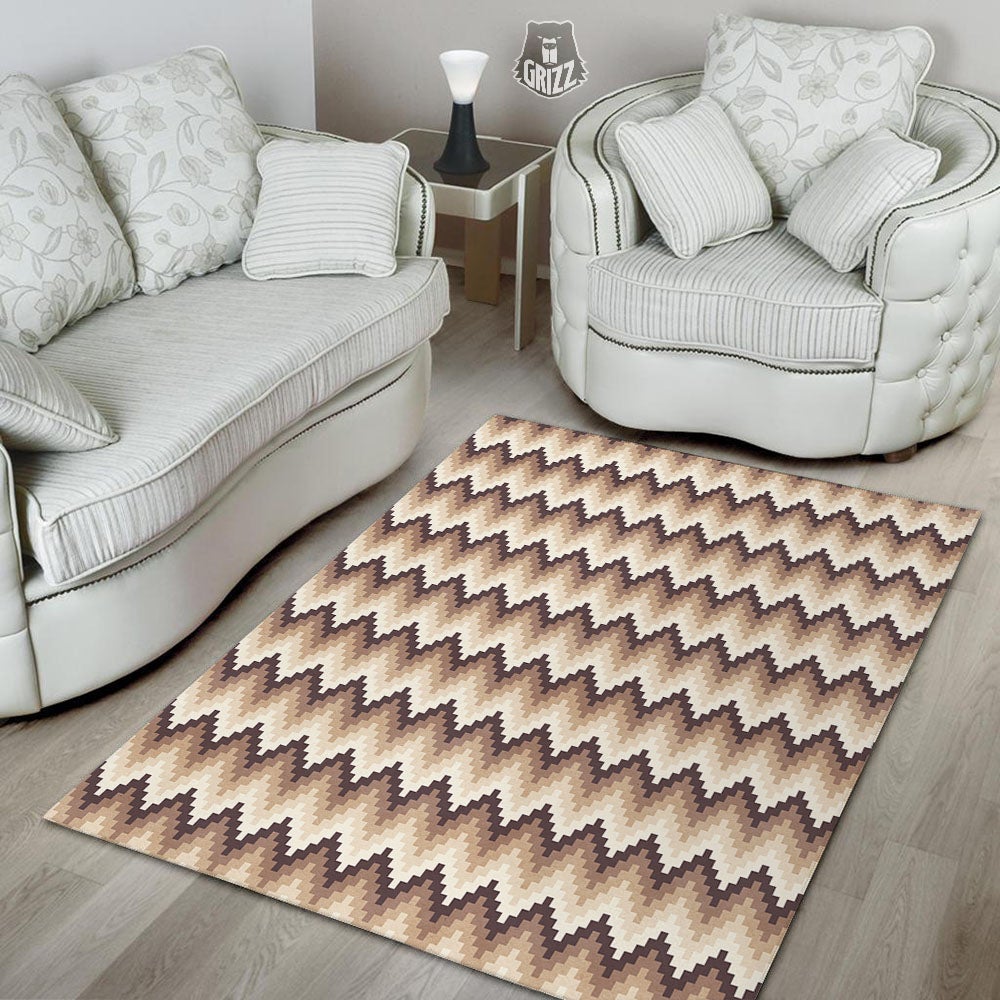 Zigzag Pixel Print Pattern Floor Mat-grizzshop