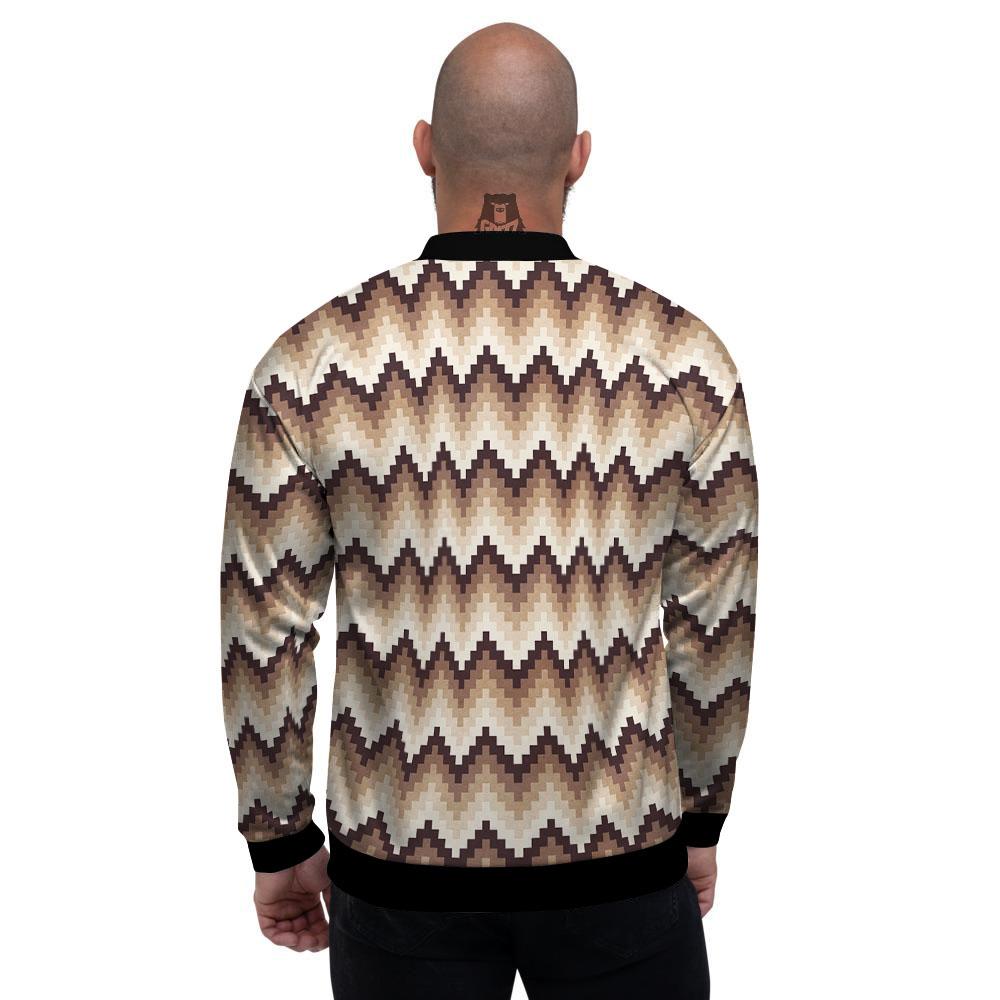 Zigzag Pixel Print Pattern Men's Bomber Jacket-grizzshop