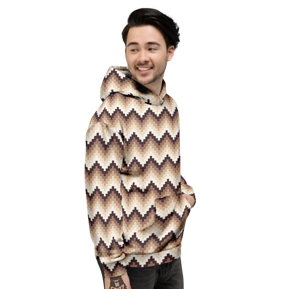 Zigzag Pixel Print Pattern Men's Hoodie-grizzshop
