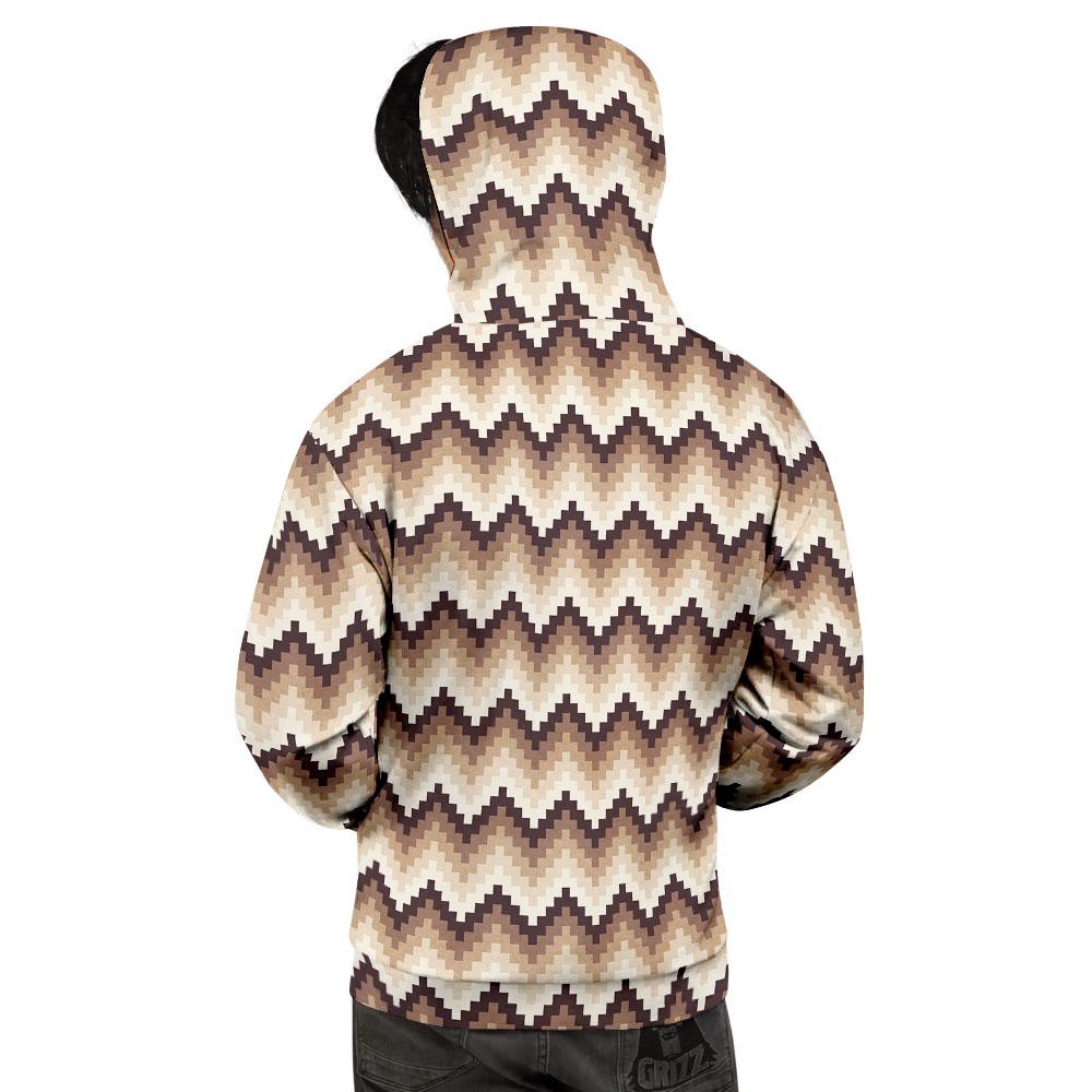 Zigzag Pixel Print Pattern Men's Hoodie-grizzshop