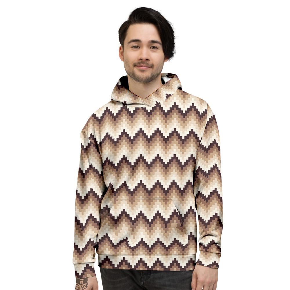 Zigzag Pixel Print Pattern Men's Hoodie-grizzshop