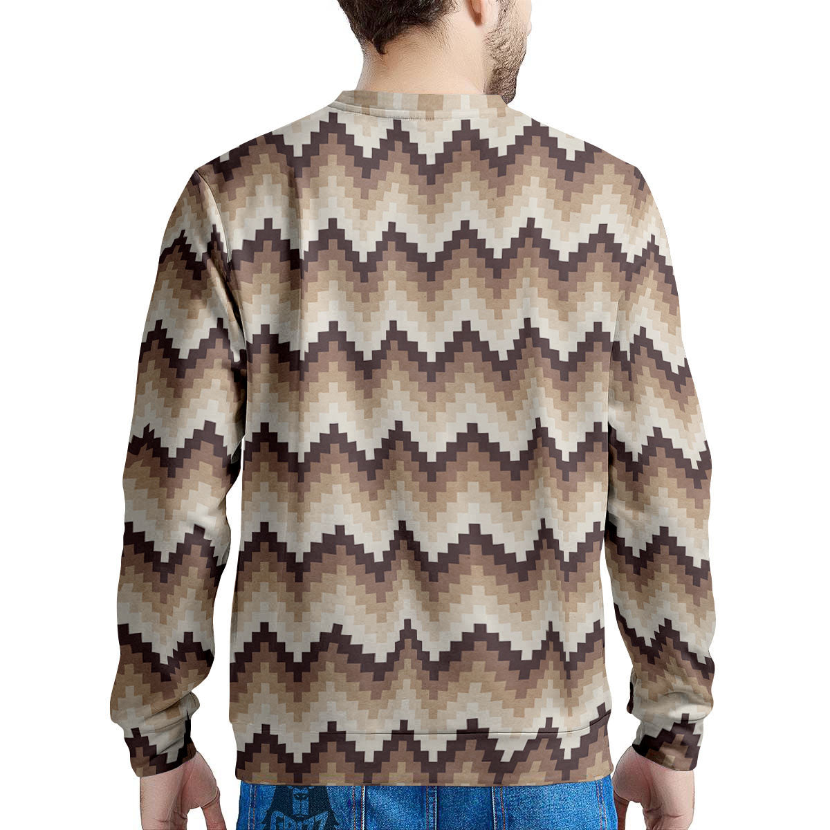 Zigzag Pixel Print Pattern Men's Sweatshirt-grizzshop