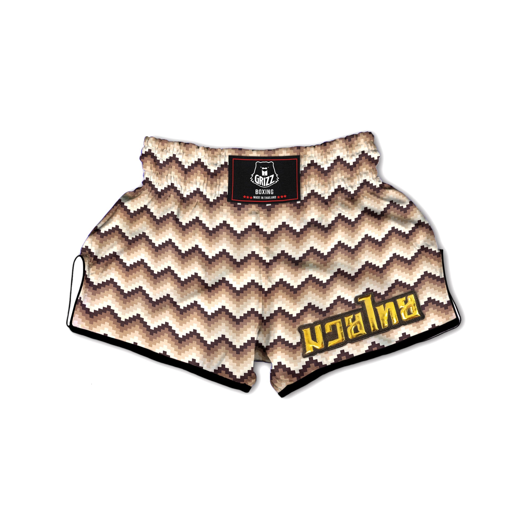 Zigzag Pixel Print Pattern Muay Thai Boxing Shorts-grizzshop