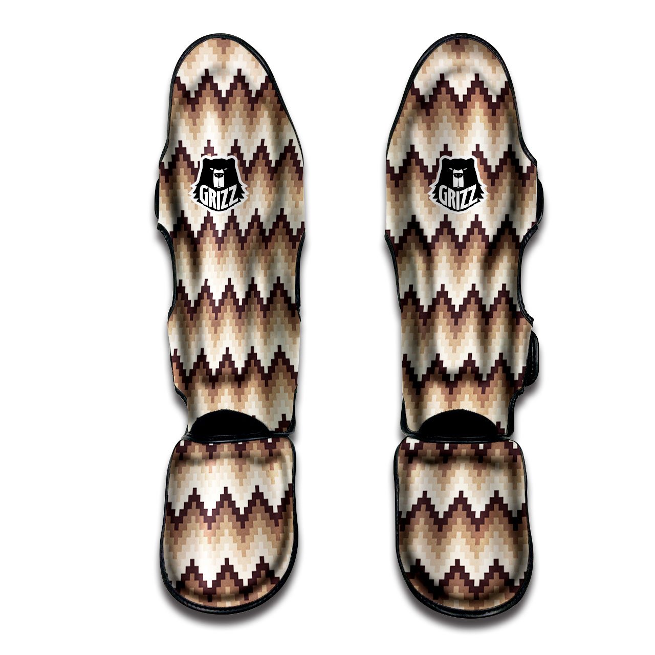 Zigzag Pixel Print Pattern Muay Thai Shin Guards-grizzshop