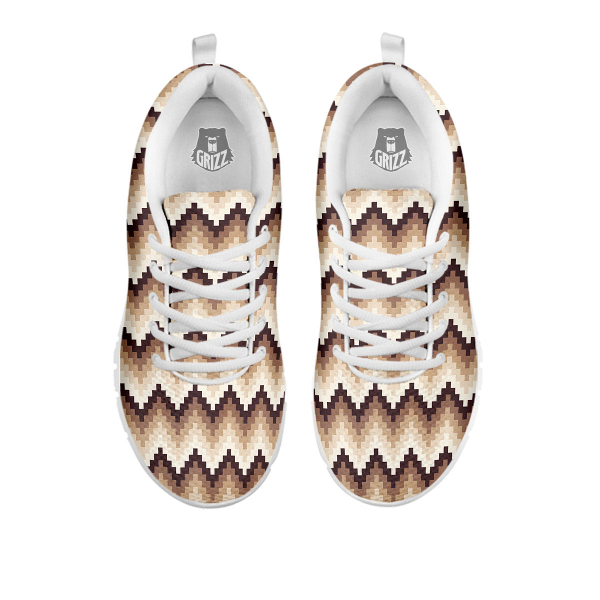 Zigzag Pixel Print Pattern White Sneaker-grizzshop