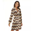 Zigzag Pixel Print Pattern Women's Robe-grizzshop