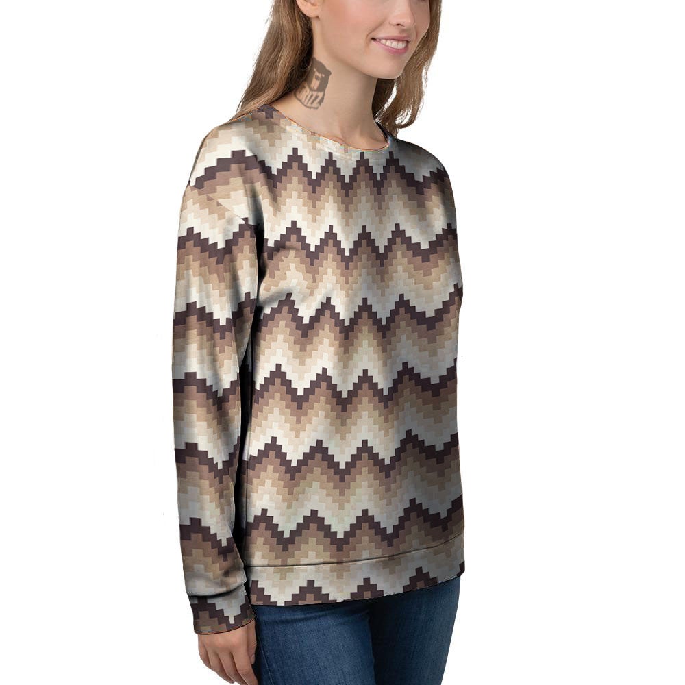 Zigzag Pixel Print Pattern Women's Sweatshirt-grizzshop